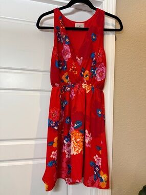 Everly Red Floral Print Summer Dress